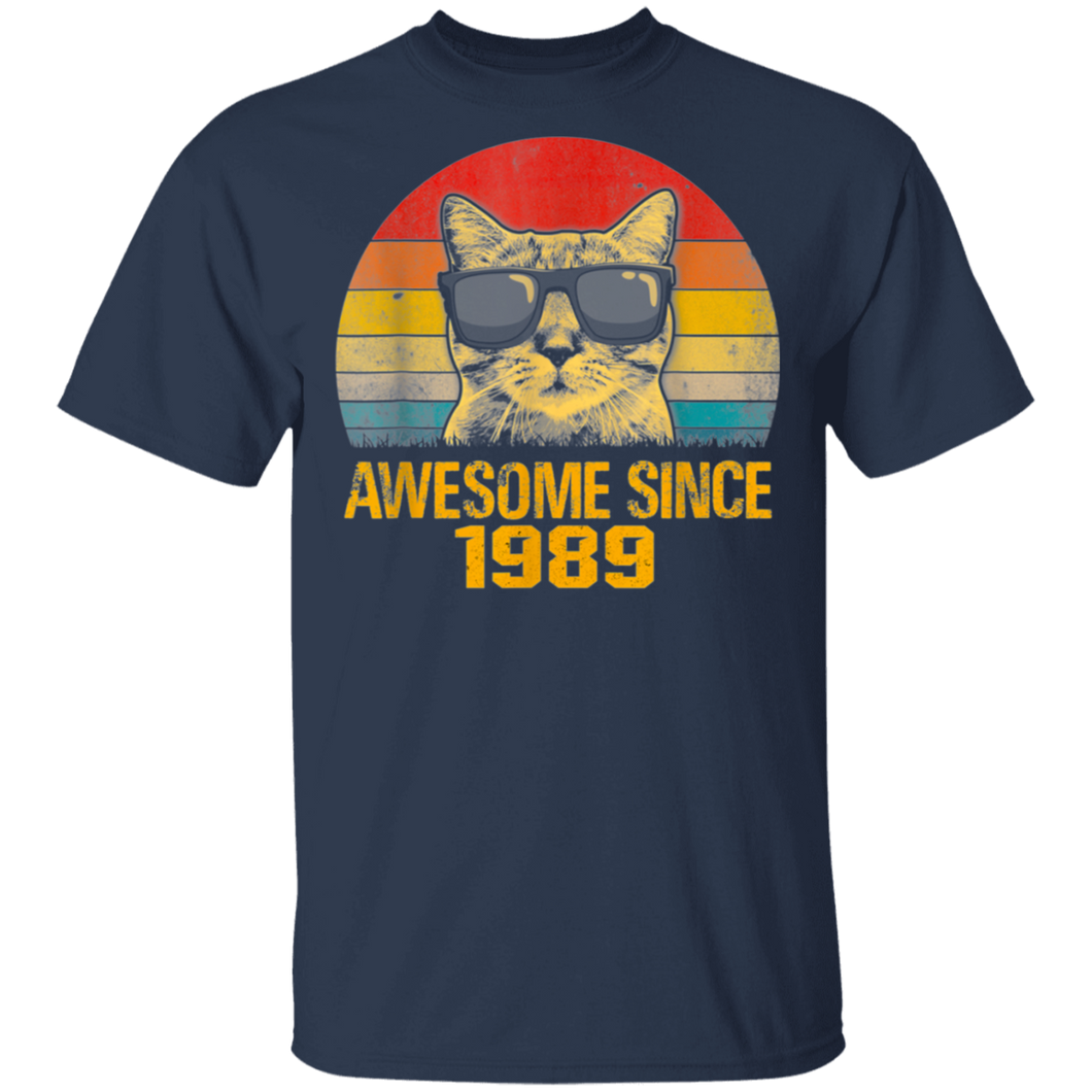 Awesome Since 1989 30th Birthday Gift Cat Lover T-Shirt